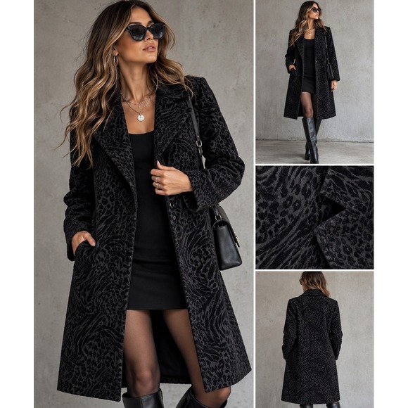 Chico's Jackets & Blazers - Chico's Black Velvet Animal Print Coat 1 M Whimsigoth Goth Witchy Dark Romantic